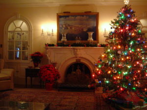Eisenhower Home Living Room at Christmas (National Park Service)