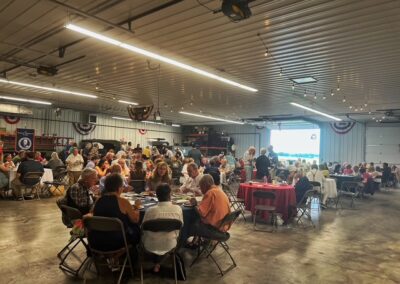 Dinner was in the motor pool garage.