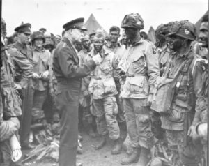 Eisenhower talks with the 101st Airborne, June 5, 1944