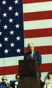 Former President Ford Addresses the Centennial crowd.