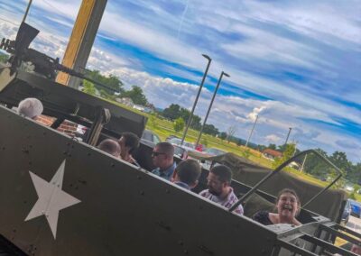 2026 At Ease Event: Vehicle riders sat in the Halftrack waiting for the ride to begin.